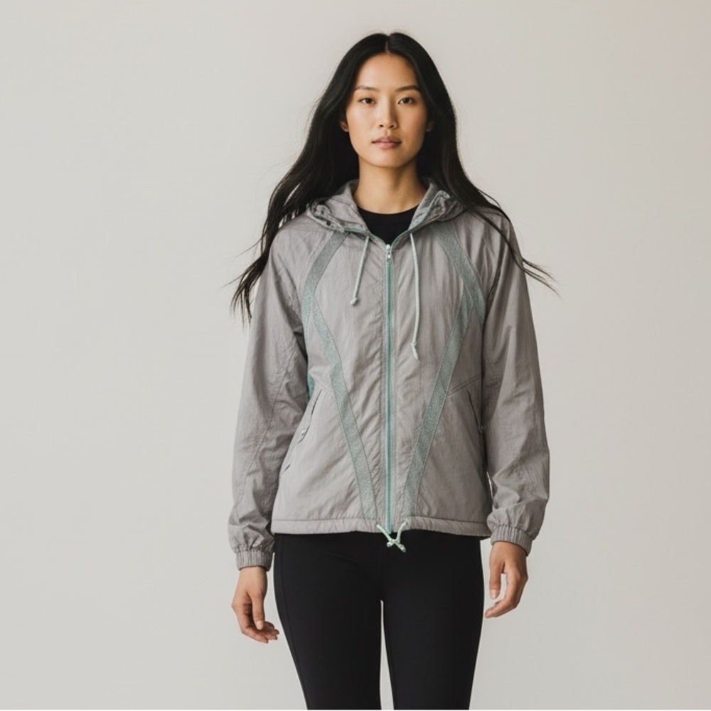 FP Movement by Free People Gray and Mint Windbreaker spring lightweight coat